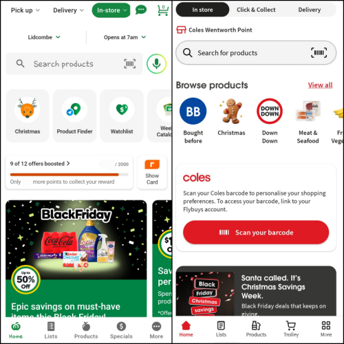 호주 울월스와 콜스 어플